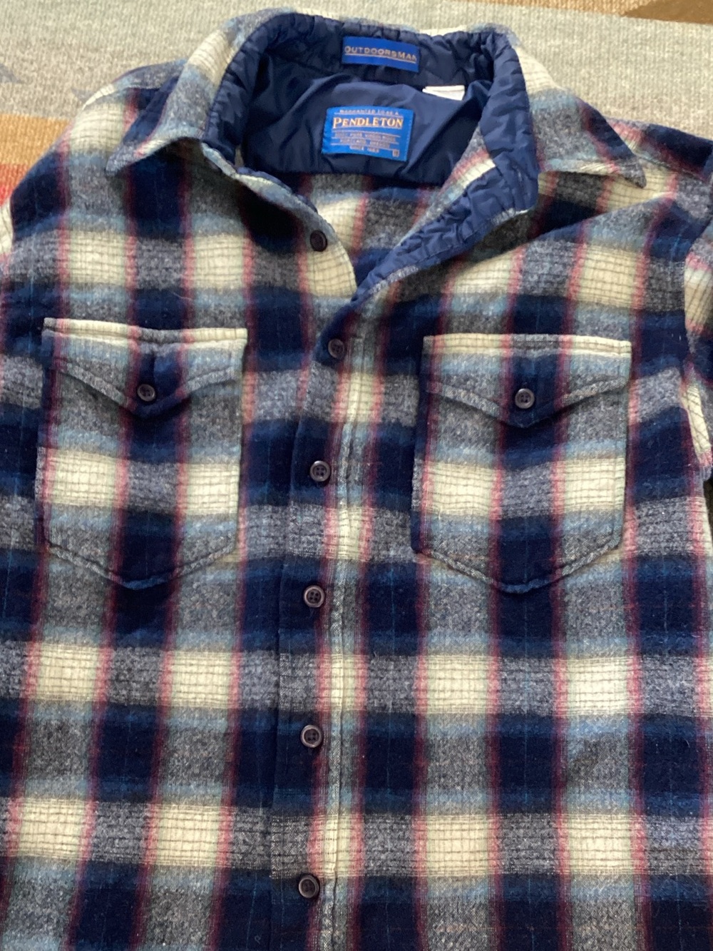 Vintage Pendleton %100 pure wool Outdoorsman Plaid - long sleeve button up